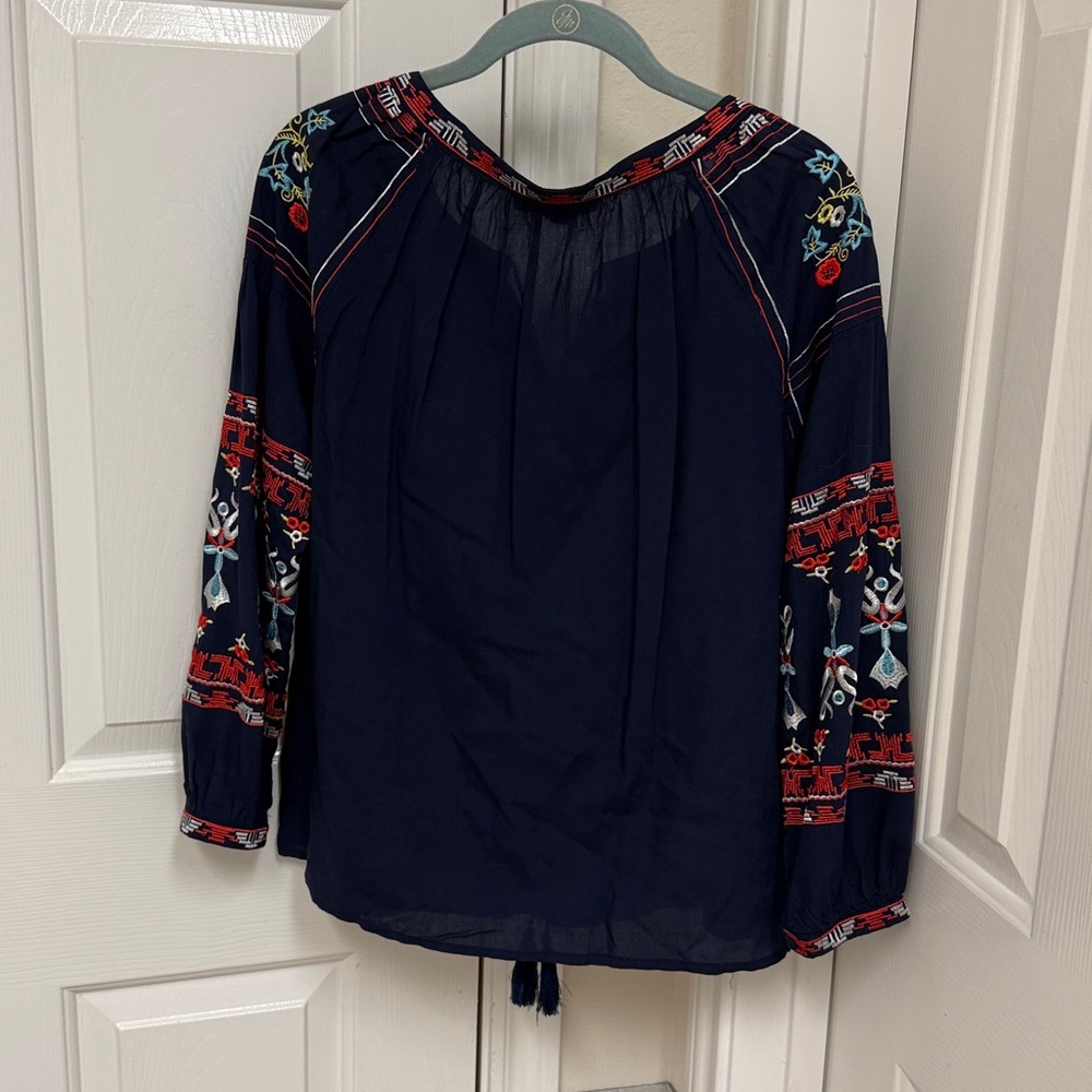 Navy Top with Red and White Embroidery - Picture 5 of 5